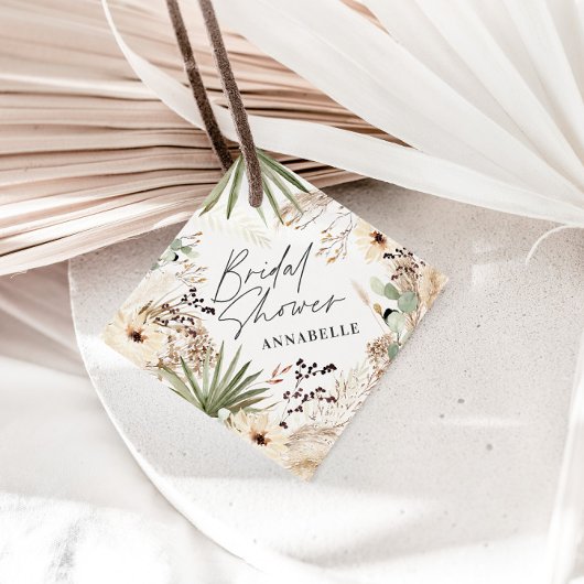 Bruiloftsshower bedankjes moderne pampagras bladgr bedankjes labels