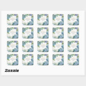 Bruiloftsshower Blauwe Hydrangea Dank je Vierkante Sticker (Vel)