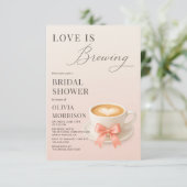 Bruiloftsshower 'Coffee Love is Brewing' QR-code Kaart (Staand voorkant)