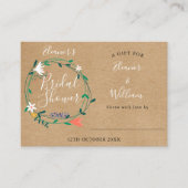 Bruiloftsshower displaykaart en -label in rustieke informatiekaartje (Voorkant)