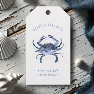 Bruiloftsshower Favor Tags Waterverf Krab Cadeaulabel