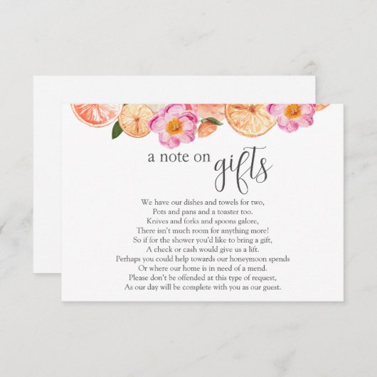 Bruiloftsshower Geldverzoek Bijgevoegde kaart (Voorkant / Achterkant)