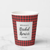 Bruiloftsshower geruit zwart rood Buffalo houthakk Papieren Bekers (Voorkant)