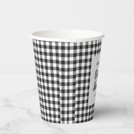 Bruiloftsshower geruit zwart wit Gingham Papieren Bekers (Rechts)