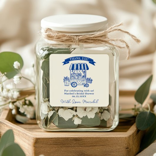 Bruiloftsshower met bloemige krabbels 'Off the mar Vierkante Sticker