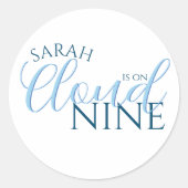 Bruiloftsshower met eenvoudig script 'cloud nine' ronde sticker (Voorkant)
