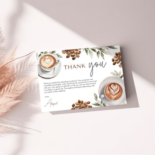 Bruiloftsshower met koffie - Liefde is aan het bro Bedankkaart