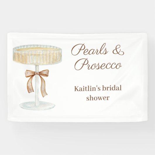 Bruiloftsshower met parels en Prosecco liefde  Spandoek (Horizontaal)