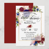 Bruiloftsshower Navy Burgundy Goud Frame Goud Kaart (Voorkant / Achterkant)