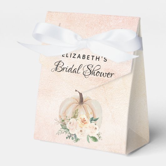 Bruiloftsshower pompoen herfst crème roze goud bedankdoosjes (Voorkant Zijde)