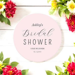 Bruiloftsshower Roze Zwart Chic Coaster Ronde Kartonnen Onderzetter