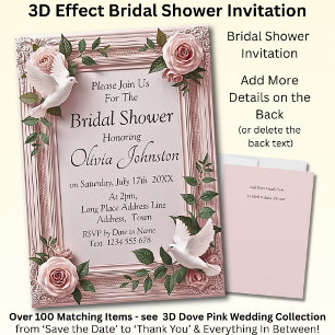 Bruiloftsshower Uitnodiging - Duif & Roze Rozen Ka