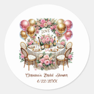 Bruiloftsshower voeg naam datum toe  ronde sticker