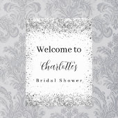Bruiloftsshower witte zilveren glitterscript welko poster
