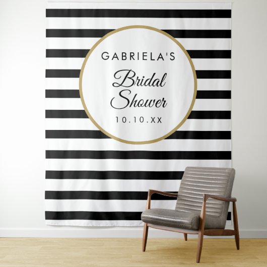 Bruiloftssluiers Bruine Streep Gouden Fotobackdrop Wandkleed (In situ)