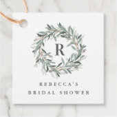 Bruiloftssluiting met monogram en rustieke krans bedankjes labels (Voorkant)