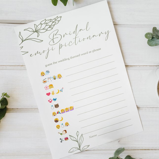 Bruiloftsspel Emoji Pictionary Sage Boho (Creator heeft geüpload)