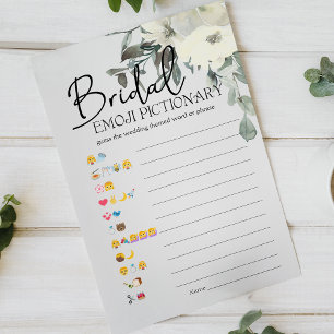 Bruiloftsspel Emoji Pictionary Witte Bloemen
