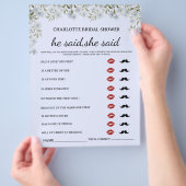 Bruiloftsspel met bloemendecor: Hij zei, Zij zei Flyer (Hand)