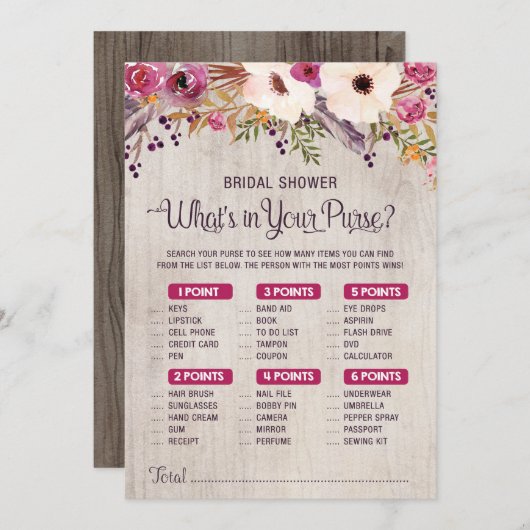 Bruiloftsspel met landelijke uitstraling Wat zit e Kaart (Voorkant / Achterkant)