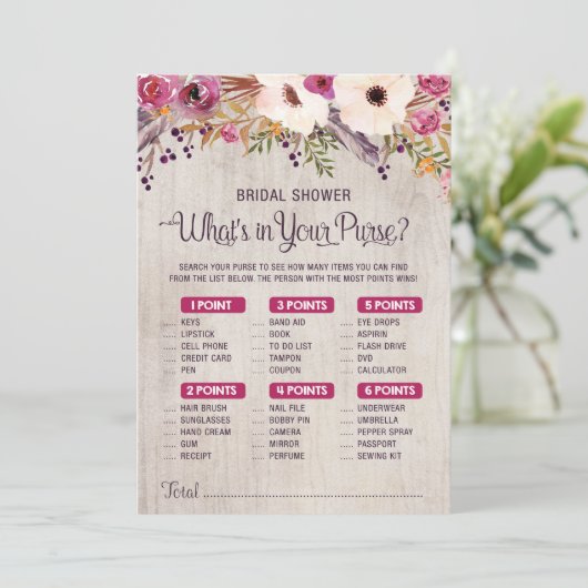 Bruiloftsspel met rustieke uitstraling: Wat zit er Kaart (Staand voorkant)