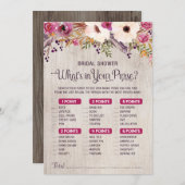 Bruiloftsspel met rustieke uitstraling: Wat zit er Kaart (Voorkant / Achterkant)