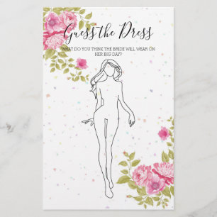 Bruiloftsspel Roze Bloemen Raad de Trouwjurk Flyer
