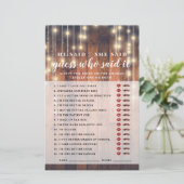 Bruiloftsspel Rustiek Hout Wie Heeft Het Gezegd (Staand voorkant)