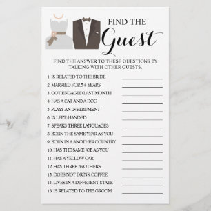Bruiloftsspelkaart voor gast vinden flyer