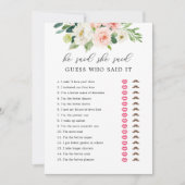 Bruiloftsspelkaarten met 'Hij zei, zij zei' in blo Kaart (Voorkant)