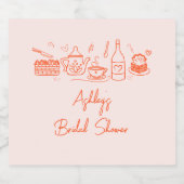 Bruiloftstheethema Whimsical Doodle Sparkling Wijnetiket (Enkel label)