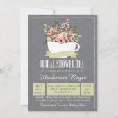 Bruiloftstheetuin Uitnodiging, Saliegroen & Roze Kaart (Voorkant)