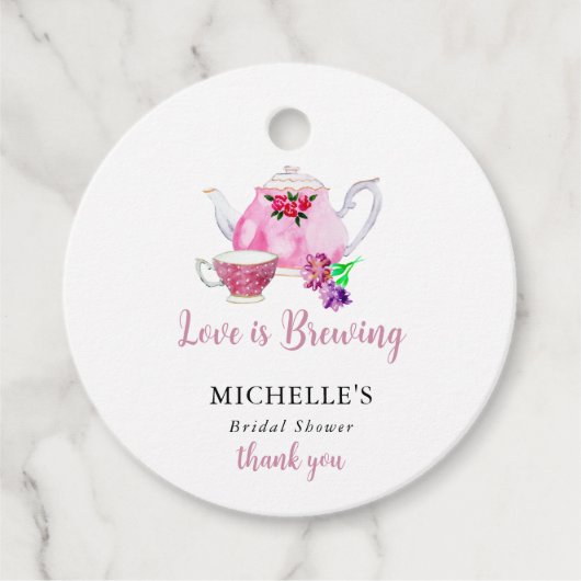 Bruiloftsthema: Love is Brewing theekrans  Bedankjes Labels (Voorkant)