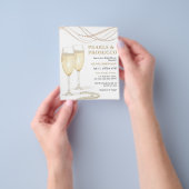 Bruiloftsuitnodiging Budget Parels & Prosecco Flyer (Hand)