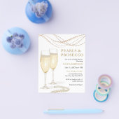 Bruiloftsuitnodiging Budget Parels & Prosecco Flyer (Enkel)