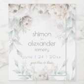 bruiloftswijn | Elegante albasterpioenen Wijn Etiket (Enkel label)