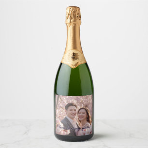 bruiloftswijnfles sparkling wijnetiket