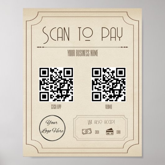 bruin 2 QR code zakelijke scan te betalen Poster (Voorkant)