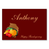 Bruin Aangepaste Thanksgiving Tafel Kaarten Cornuc (Achterkant)