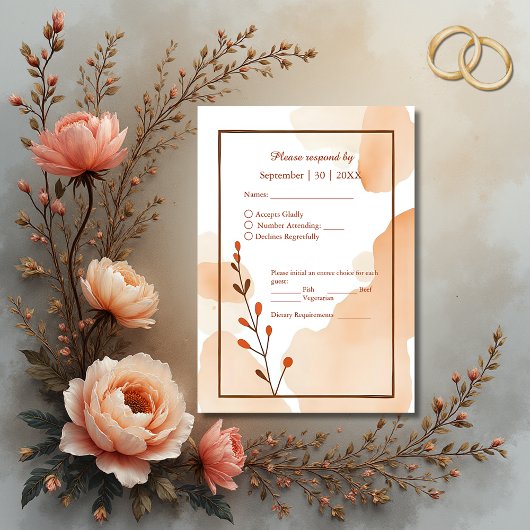 bruin abstract rustiek Boho Waterverf Lijst RSVP Kaartje