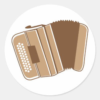 Bruin accordeon ronde sticker