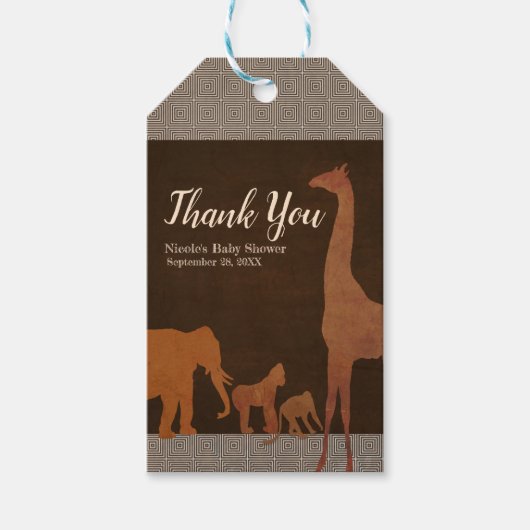 Bruin Afrikaans Safari Oerwoud Zoo Favor Cadeaulabel (Voorkant)