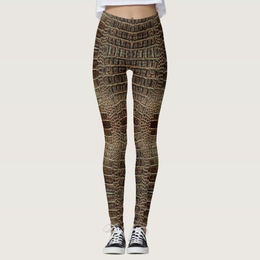 Bruin alligatorleer leggings (Voorkant)