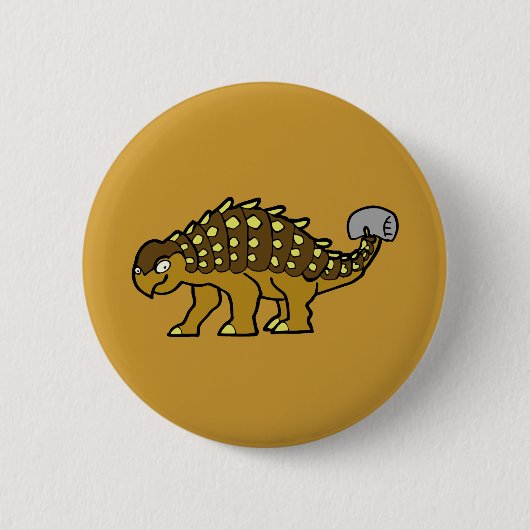 Bruin Ankylosaurus Ronde Button 5,7 Cm (Voorkant)