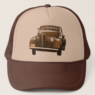 Bruin antiek vrachtwagen 2 trucker pet