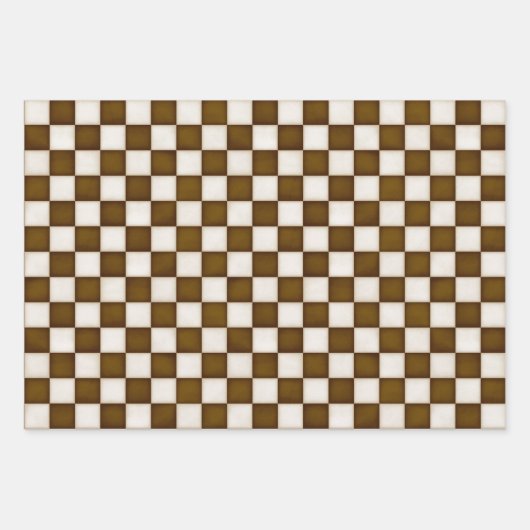 Bruin & Antiek Wit Geruit Inpakpapier Vel (Voorkant)