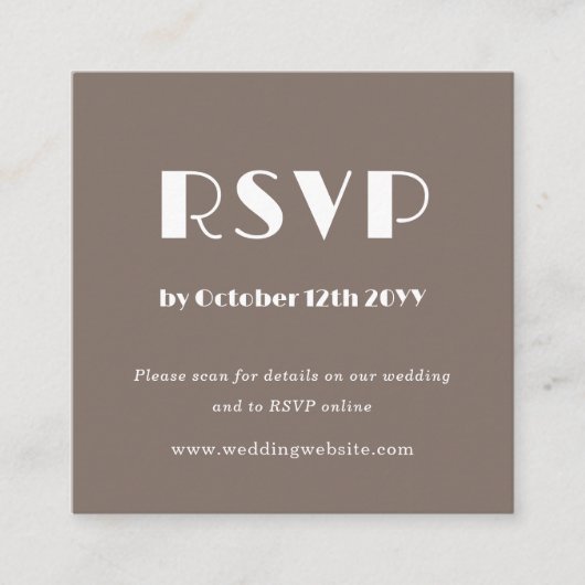 Bruin Art Deco | QR-code | Trouwscan naar RSVP Informatiekaartje (Voorkant)