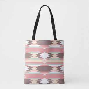 Bruin, auve en Green Aztec Gepatterde Canvas tas