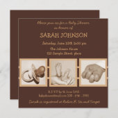 Bruin Baby shower Kaart (Voorkant / Achterkant)