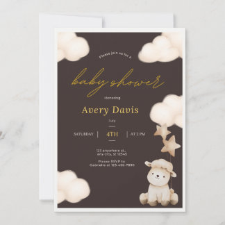 Bruin Baby shower Uitnodiging, Eenvoudig Bewerken Kaart